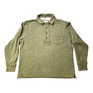 Eddie Bauer Sport Shop Green Pullover  Sweatshirt L Button Neck Long Sleeve